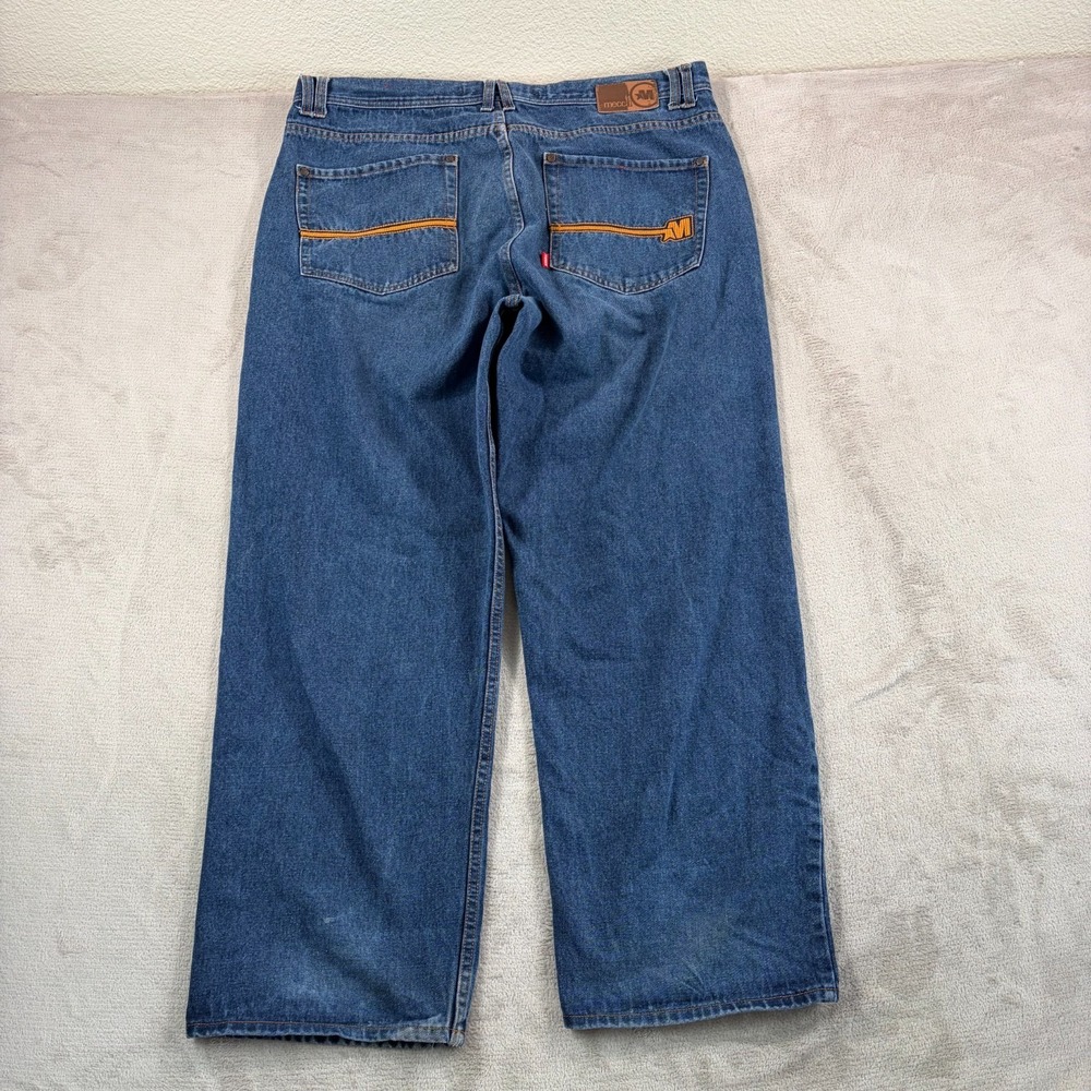 Vintage Mecca Baggy Wide Jeans Men 40x32‎ Blue 90s Skate HipHop Grunge Red Tab